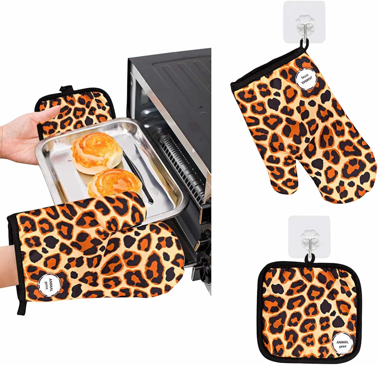 🐆 Atrévete en la cocina con estilo: los guantes térmicos de leopardo de SwirlColor son lo más salvaje y práctico 🍕🔥